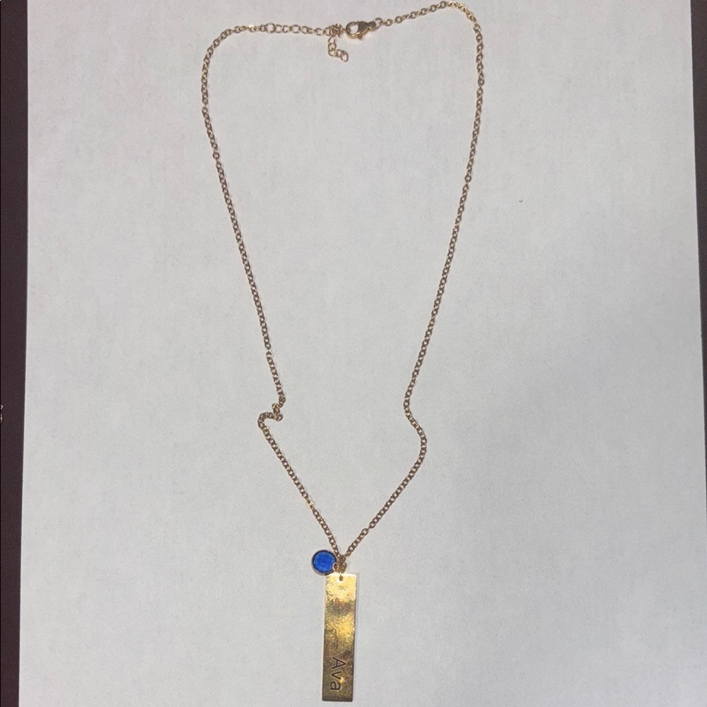 Gold Necklace with Blue Accent